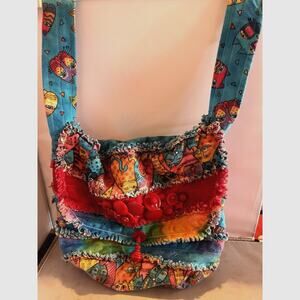 Handmade Artistic Purse Laurel Burch Fabric Boho